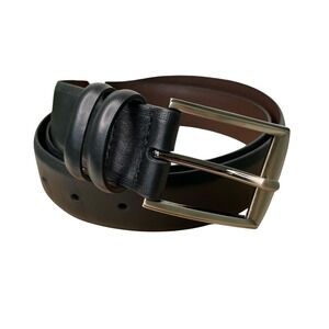 Cremieux Mens Black Full Grain Leather Dress Belt Size 38 Gunmetal Buckle